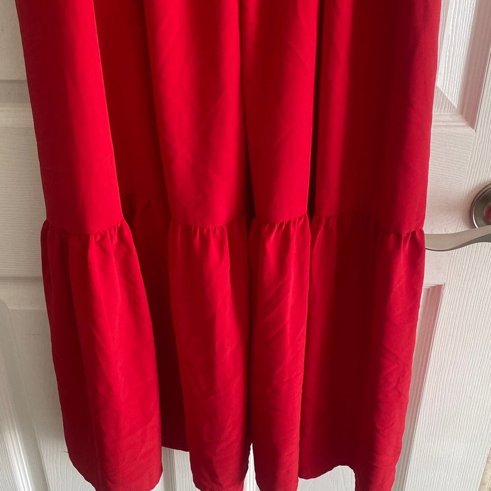 Chic Red Ruffled Maxi Dress - Picture 3 of 5